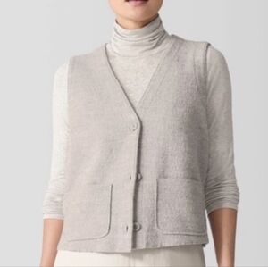 Eileen Fisher Light Gray Lightweight Boiled Wool Vest NWT Size XL